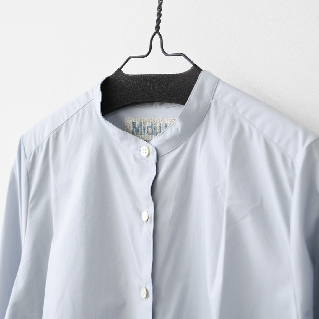 MidiUmi [ミディウミ] A line band collar shirt [3-73999661] Aラインバンドカラーシャツ・Aライン・バンドカラー・無地・シンプル・LADY'S [2026SS]