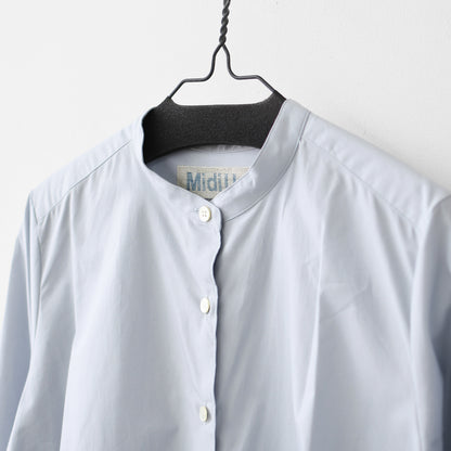 MidiUmi [ミディウミ] A line band collar shirt [3-73999661] Aラインバンドカラーシャツ・Aライン・バンドカラー・無地・シンプル・LADY'S [2026SS]