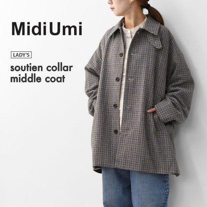 MidiUmi [ミディウミ] soutien collar middle coat [3-779928] ステンカラーミドルコート・ウールポリエステル・アウター・シンプル・シングルブレスト・LADY'S [2025AW]