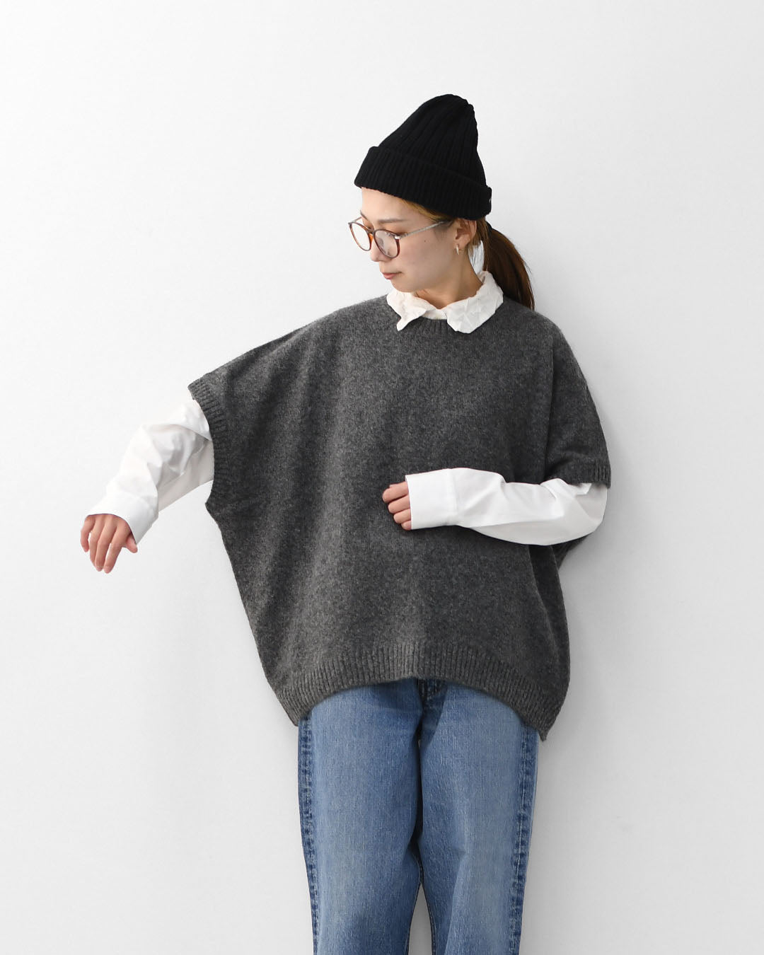 MidiUmi [ミディウミ] crew neck cocoon vest [4-72938454] クルーネックコクーンベスト・ワイドシルエット・ゆったり・シンプル・着心地・ニット・ LADY'S[2026ss]