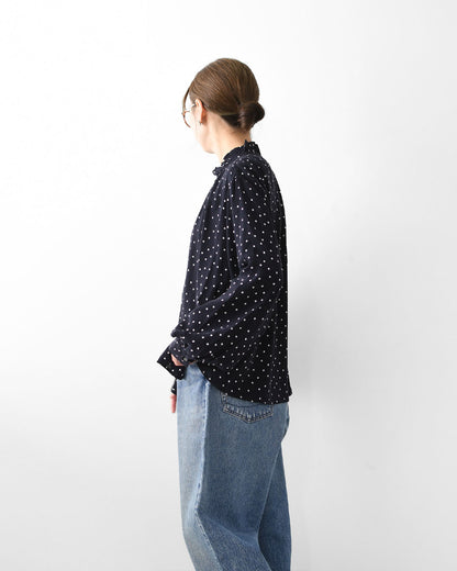 MidiUmi [ミディウミ] IPEKER print dots shirt [4-730006] イペカプリントドットシャツ・ブラウス・フリル襟・ドット柄・とろみシャツ・LADY'S [2025AW]