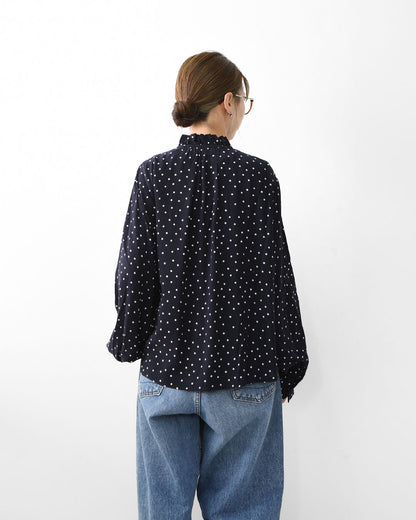 MidiUmi [ミディウミ] IPEKER print dots shirt [4-730006] イペカプリントドットシャツ・ブラウス・フリル襟・ドット柄・とろみシャツ・LADY'S [2025AW]