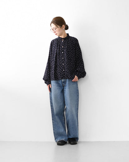 MidiUmi [ミディウミ] IPEKER print dots shirt [4-730006] イペカプリントドットシャツ・ブラウス・フリル襟・ドット柄・とろみシャツ・LADY'S [2025AW]