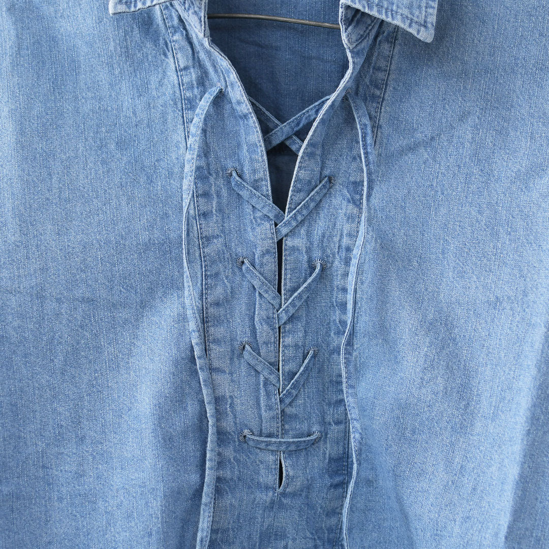 MICA&DEAL [マイカアンドディール] lace up blouse [0126101029] レースアップブラウス・ブラウス・レースアップ・デニムブラウス・デニムシャツ・LADY'S [2026SS]
