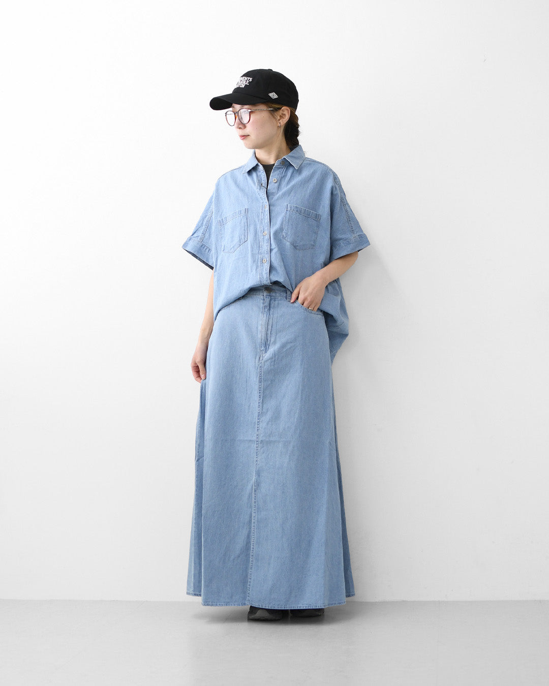 MICA&DEAL [マイカアンドディール] dolman/s denim bl [0126201117] ドルマンスリーブデニムブラウス・オーバーサイズシャツ・デニムブラウス・デニムシャツ・LADY'S [2026SS]