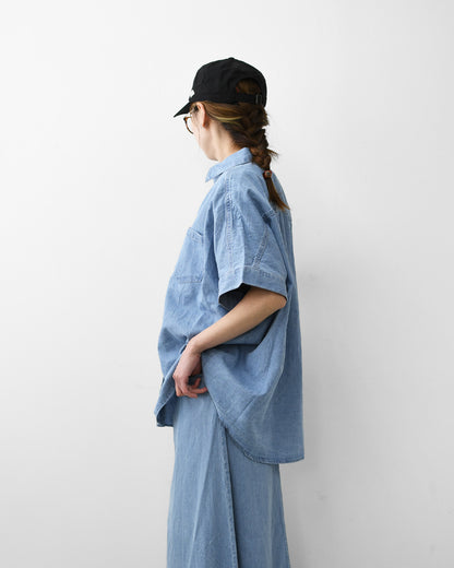 MICA&DEAL [マイカアンドディール] dolman/s denim bl [0126201117] ドルマンスリーブデニムブラウス・オーバーサイズシャツ・デニムブラウス・デニムシャツ・LADY'S [2026SS]