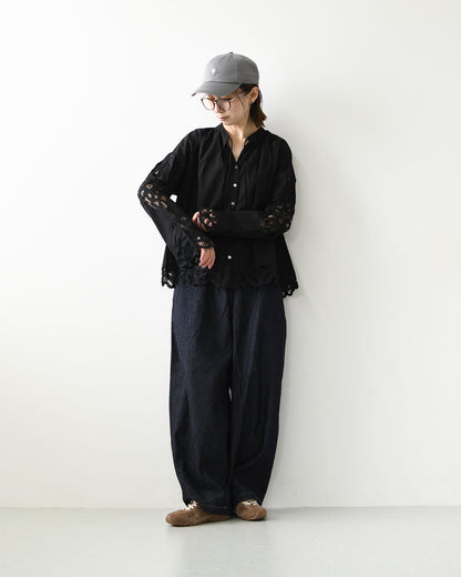 MICA&DEAL [マイカアンドディール] stand collar embroidery bl [0126301080] スタンド カラー バテンレース刺繍 ブラウス・ヴィンテージライク・レース・LADY'S [2026AW]