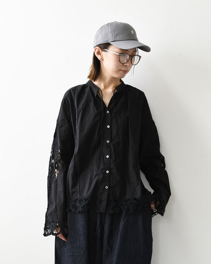MICA&DEAL [マイカアンドディール] stand collar embroidery bl [0126301080] スタンド カラー バテンレース刺繍 ブラウス・ヴィンテージライク・レース・LADY'S [2026AW]