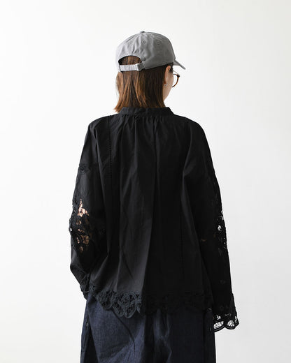 MICA&DEAL [マイカアンドディール] stand collar embroidery bl [0126301080] スタンド カラー バテンレース刺繍 ブラウス・ヴィンテージライク・レース・LADY'S [2026AW]