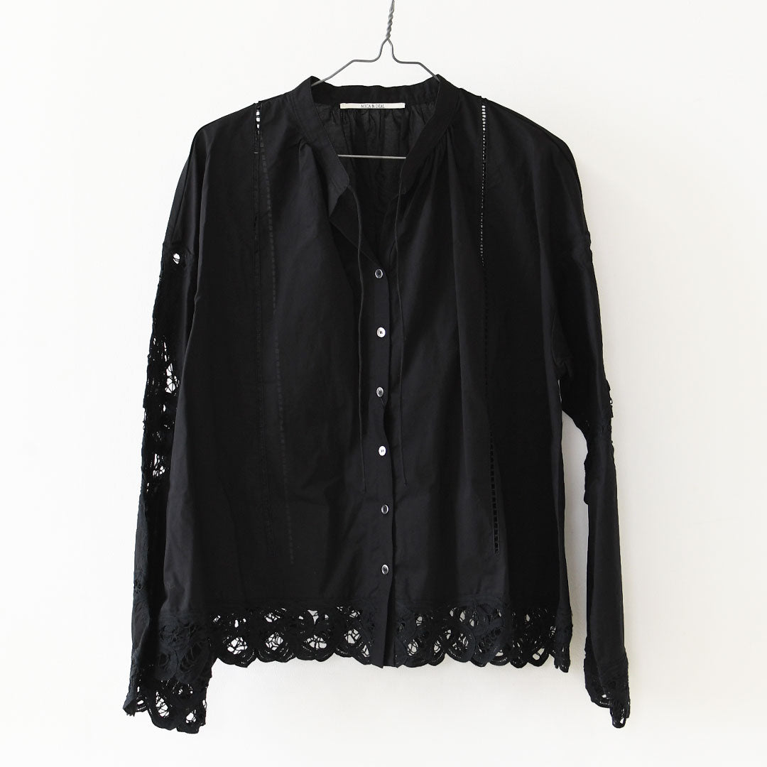 MICA&DEAL [マイカアンドディール] stand collar embroidery bl [0126301080] スタンド カラー バテンレース刺繍 ブラウス・ヴィンテージライク・レース・LADY'S [2026AW]