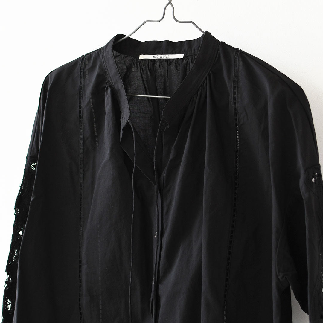 MICA&DEAL [マイカアンドディール] stand collar embroidery bl [0126301080] スタンド カラー バテンレース刺繍 ブラウス・ヴィンテージライク・レース・LADY'S [2026AW]