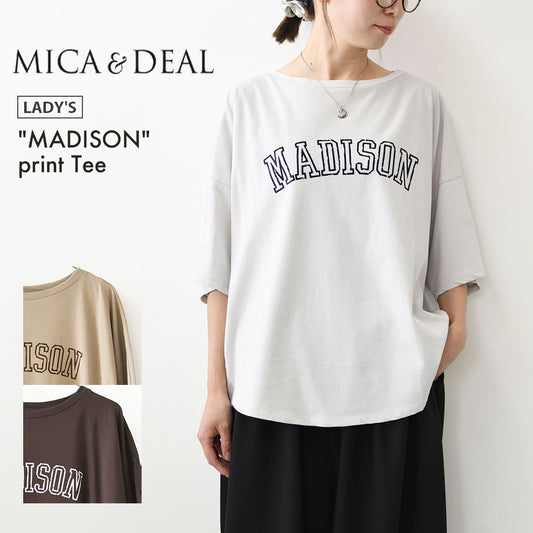 MICA&DEAL [マイカアンドディール] "MADISON" print Tee [0126309064] プリントティー・ゆったりシルエット・カットソー・七分袖・キレイめ・LADY'S [2026AW]