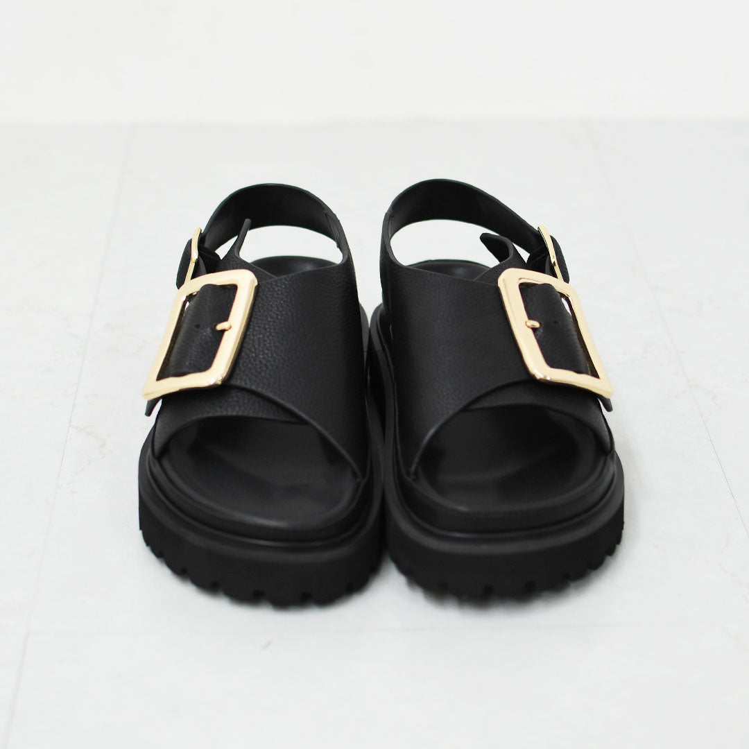 MOHI [モヒ] Grain Leather BIG Buckle Strap Platform Sandals [2024-3-MA] レザービッグバックルバックストラッププラットフォームサンダル・フラットサンダル・パンプス・歩きやすい・カジュアル・LADY'S [2026SS]
