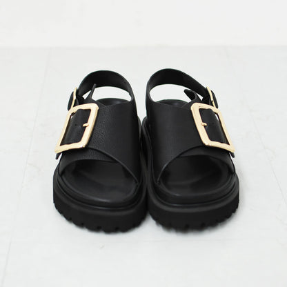 MOHI [モヒ] Grain Leather BIG Buckle Strap Platform Sandals [2024-3-MA] レザービッグバックルバックストラッププラットフォームサンダル・フラットサンダル・パンプス・歩きやすい・カジュアル・LADY'S [2026SS]