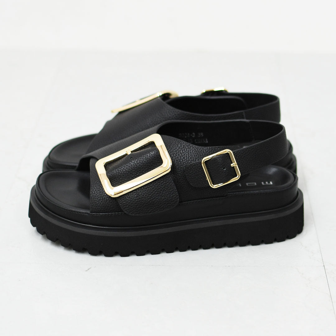 MOHI [モヒ] Grain Leather BIG Buckle Strap Platform Sandals [2024-3-MA] レザービッグバックルバックストラッププラットフォームサンダル・フラットサンダル・パンプス・歩きやすい・カジュアル・LADY'S [2026SS]