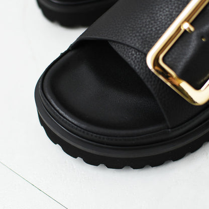 MOHI [モヒ] Grain Leather BIG Buckle Strap Platform Sandals [2024-3-MA] レザービッグバックルバックストラッププラットフォームサンダル・フラットサンダル・パンプス・歩きやすい・カジュアル・LADY'S [2026SS]