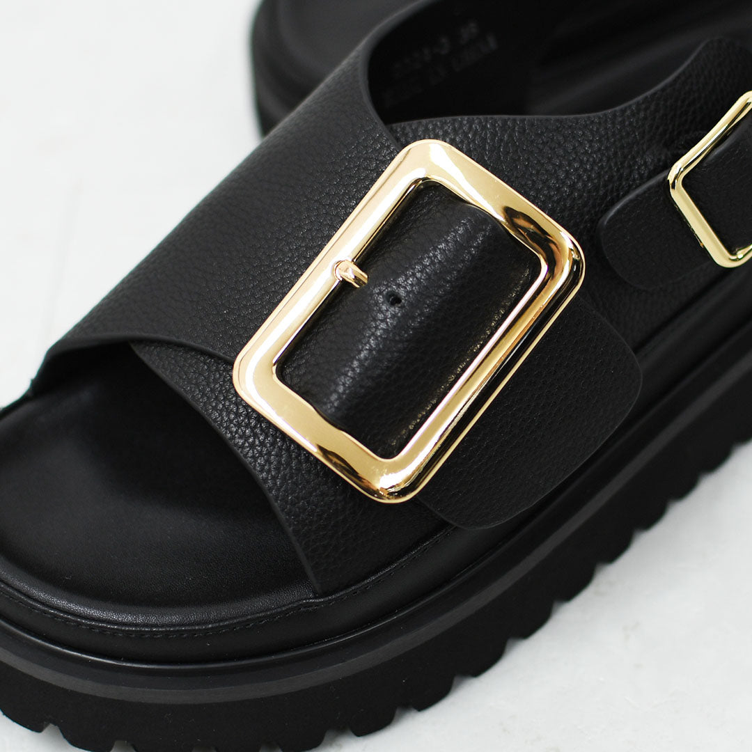 MOHI [モヒ] Grain Leather BIG Buckle Strap Platform Sandals [2024-3-MA] レザービッグバックルバックストラッププラットフォームサンダル・フラットサンダル・パンプス・歩きやすい・カジュアル・LADY'S [2026SS]
