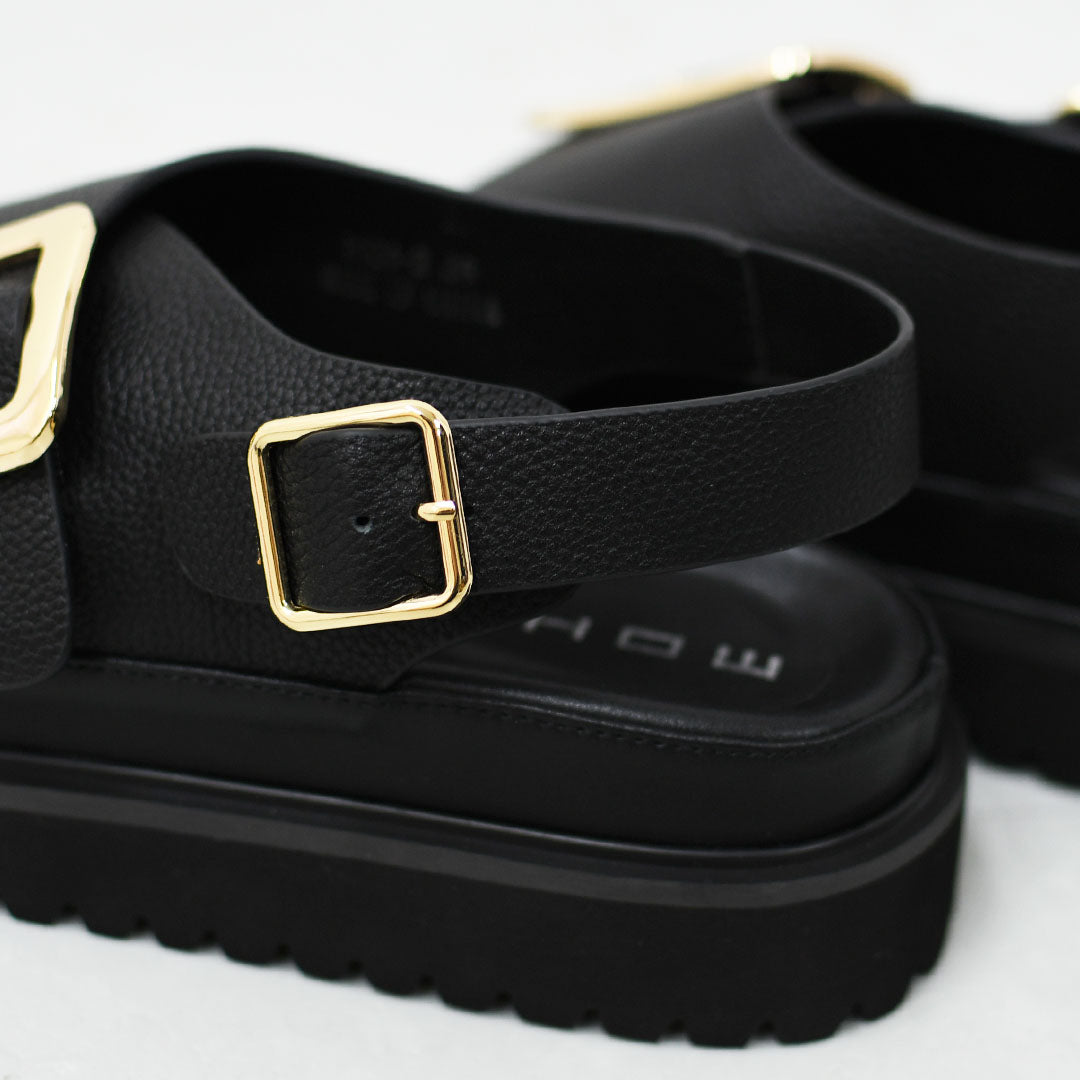MOHI [モヒ] Grain Leather BIG Buckle Strap Platform Sandals [2024-3-MA] レザービッグバックルバックストラッププラットフォームサンダル・フラットサンダル・パンプス・歩きやすい・カジュアル・LADY'S [2026SS]