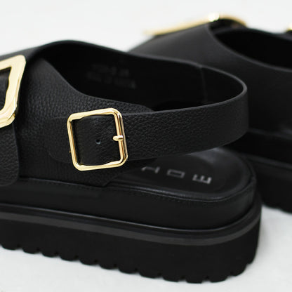 MOHI [モヒ] Grain Leather BIG Buckle Strap Platform Sandals [2024-3-MA] レザービッグバックルバックストラッププラットフォームサンダル・フラットサンダル・パンプス・歩きやすい・カジュアル・LADY'S [2026SS]