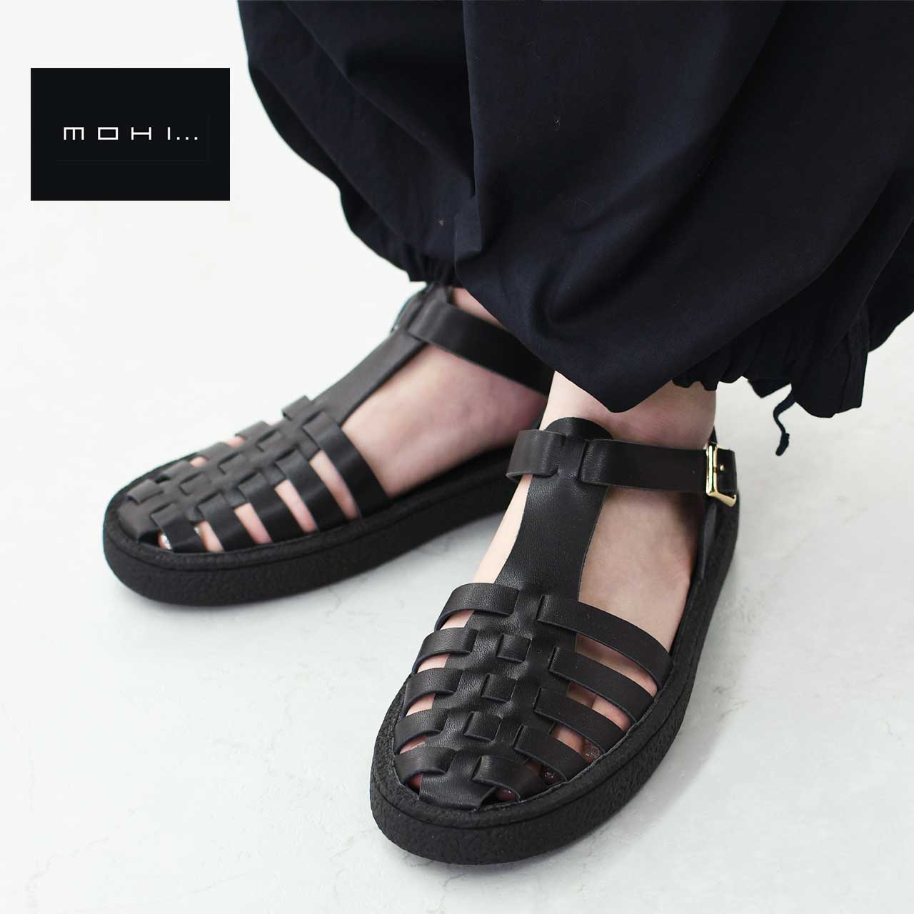 MOHI [モヒ]レザーグルカサンダル -ALL BLACK- [GU2-609-1bk] [2025SS]