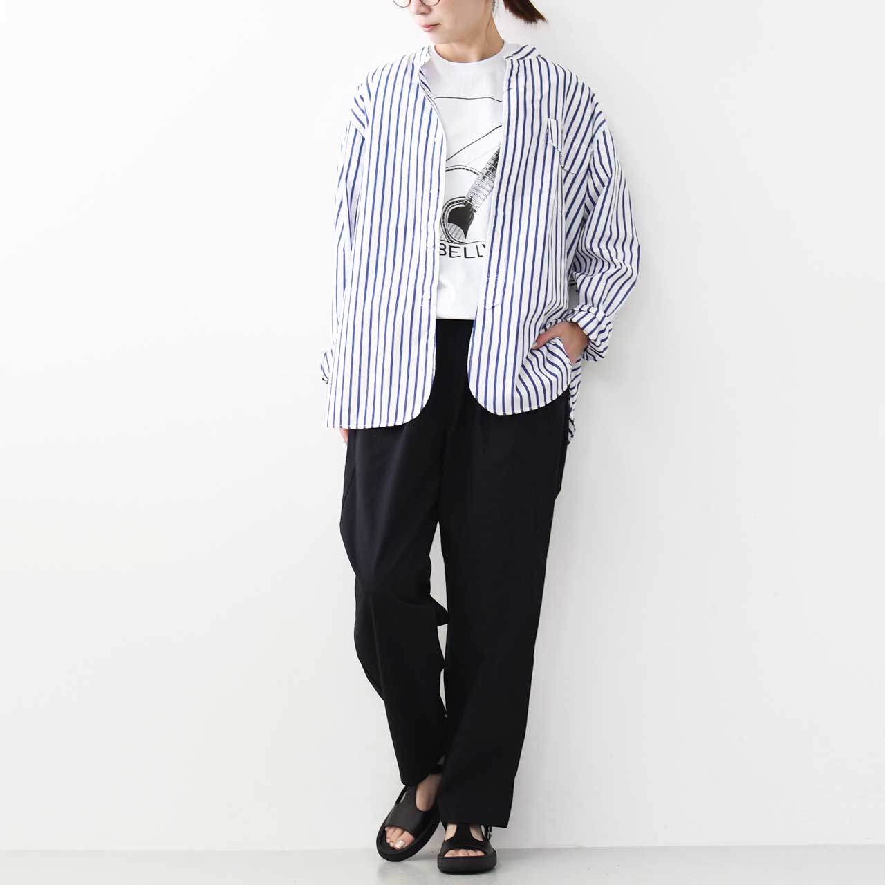 MOHI [モヒ]レザーTストラップ オープントゥ フラットシューズ -ALL BLACK- [GU2-8029-1BK] [2025SS]