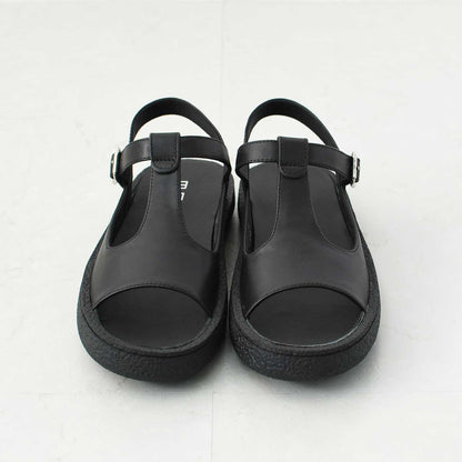 MOHI [モヒ]レザーTストラップ オープントゥ フラットシューズ -ALL BLACK- [GU2-8029-1BK] [2025SS]