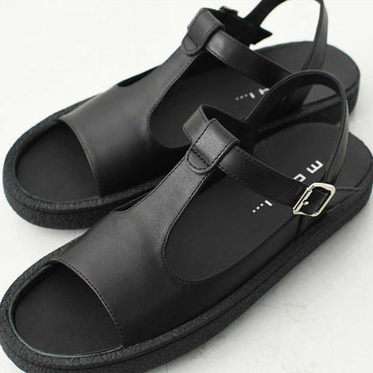 MOHI [モヒ]レザーTストラップ オープントゥ フラットシューズ -ALL BLACK- [GU2-8029-1BK] [2025SS]