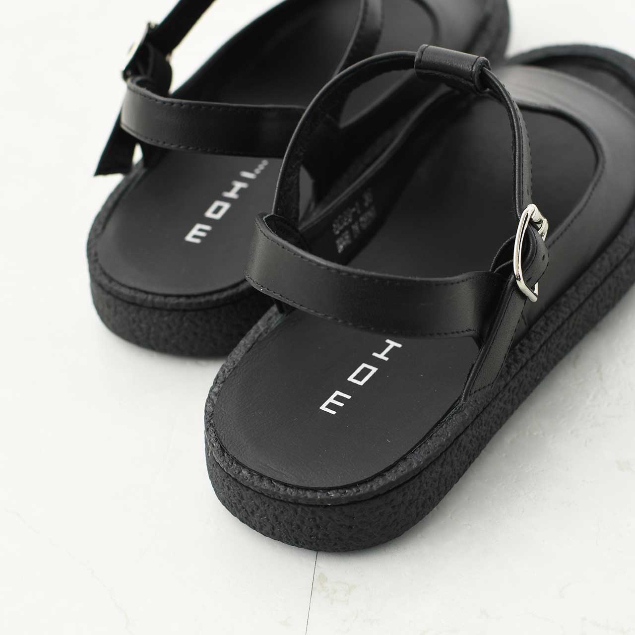 MOHI [モヒ]レザーTストラップ オープントゥ フラットシューズ -ALL BLACK- [GU2-8029-1BK] [2025SS]