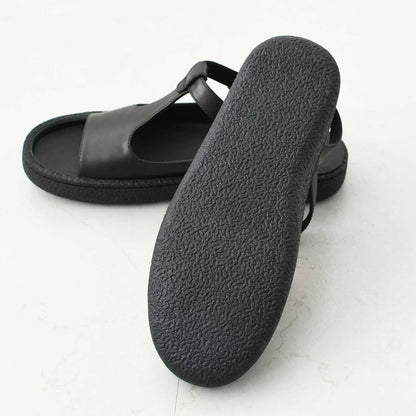 MOHI [モヒ]レザーTストラップ オープントゥ フラットシューズ -ALL BLACK- [GU2-8029-1BK] [2025SS]