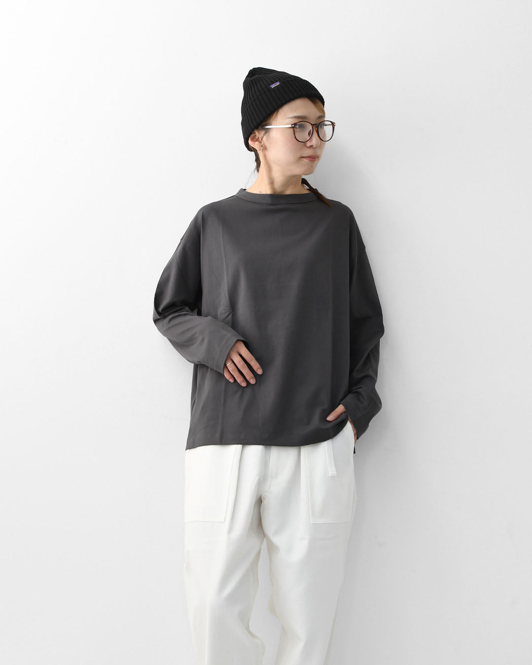 Handvaerk [ハンドバーク] W 60/2 BOTTLE NECK L/S T-SHIRT [6116] 60/2 ボトルネックロングスーブTシャツ [2025AW]