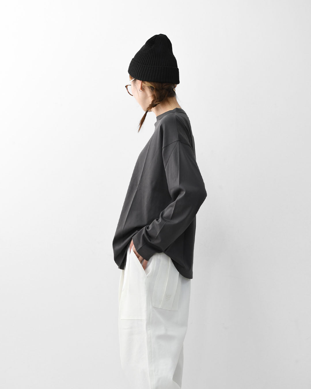 Handvaerk [ハンドバーク] W 60/2 BOTTLE NECK L/S T-SHIRT [6116] 60/2 ボトルネックロングスーブTシャツ [2025AW]
