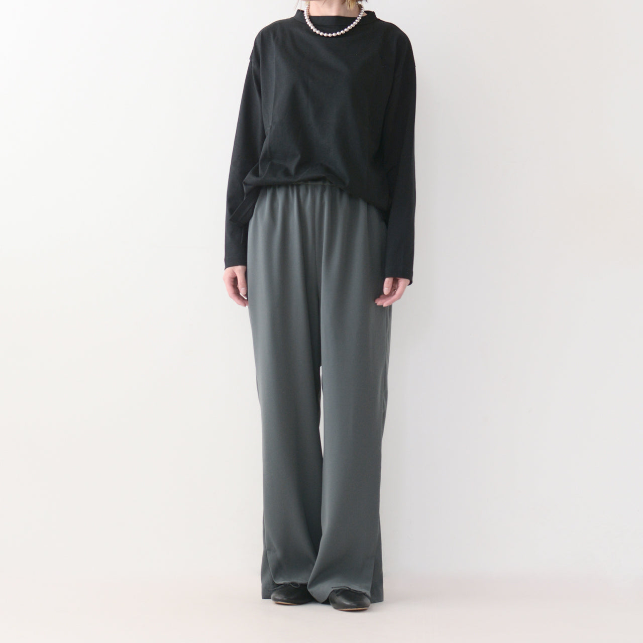 Handvaerk [ハンドバーク] W 60/2 BOTTLE NECK L/S T-SHIRT [6116] 60/2 ボトルネックロングスーブTシャツ [2024AW]