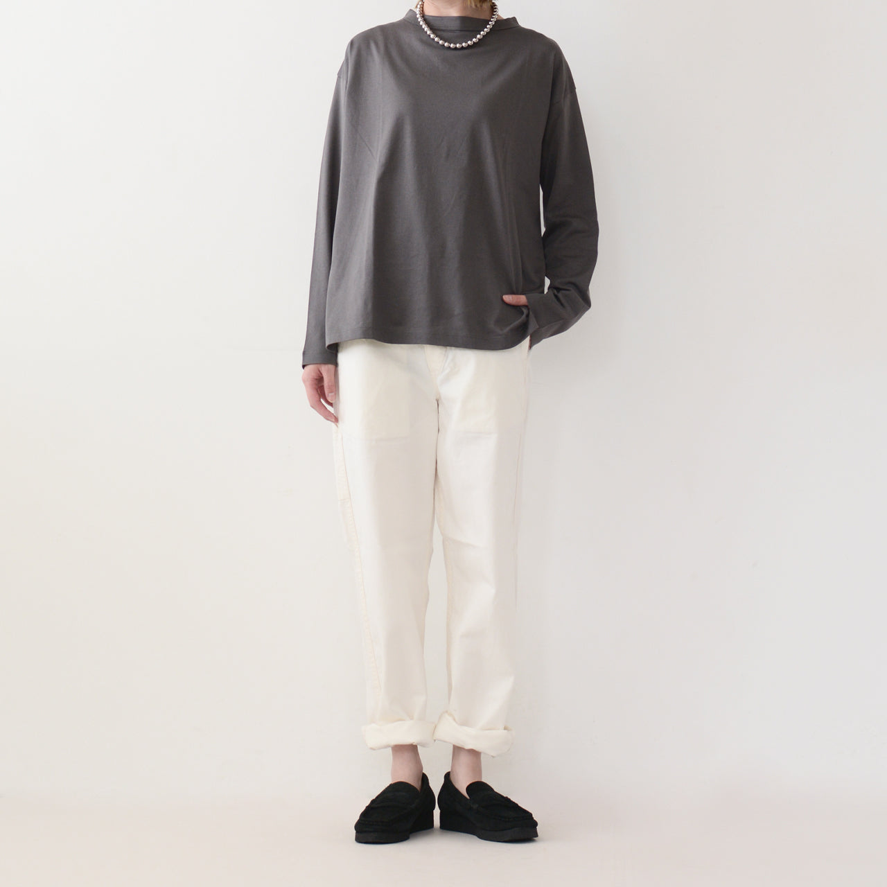 Handvaerk [ハンドバーク] W 60/2 BOTTLE NECK L/S T-SHIRT [6116] 60/2 ボトルネックロングスーブTシャツ [2024AW]