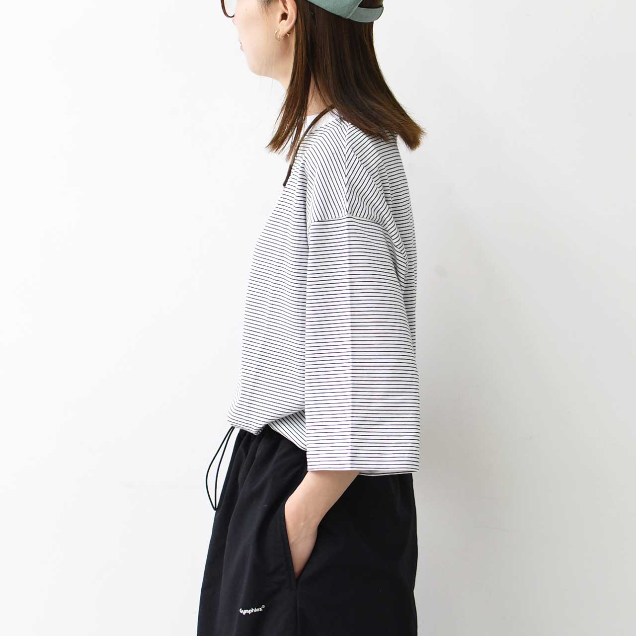 Handvaerk [ハンドバーク] W 60/2 BOTTLE NECK 3/4 SLEEVE T-SHIRT BORDER [6207] 60/2 ボトルネックTシャツ ボーダー [2025SS]