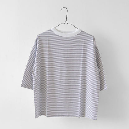 Handvaerk [ハンドバーク] W 60/2 BOTTLE NECK 3/4 SLEEVE T-SHIRT BORDER [6207] 60/2 ボトルネックTシャツ ボーダー [2025SS]
