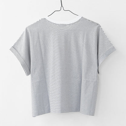 Handvaerk [ハンドバーク] 60/2 CREW NECK WIDE T-SHIRT  -STRIPE- [6260] 60/2クルーネックワイドTシャツ-ストライプ- [2025SS]