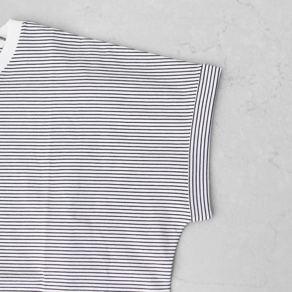 Handvaerk [ハンドバーク] 60/2 CREW NECK WIDE T-SHIRT  -STRIPE- [6260] 60/2クルーネックワイドTシャツ-ストライプ- [2025SS]