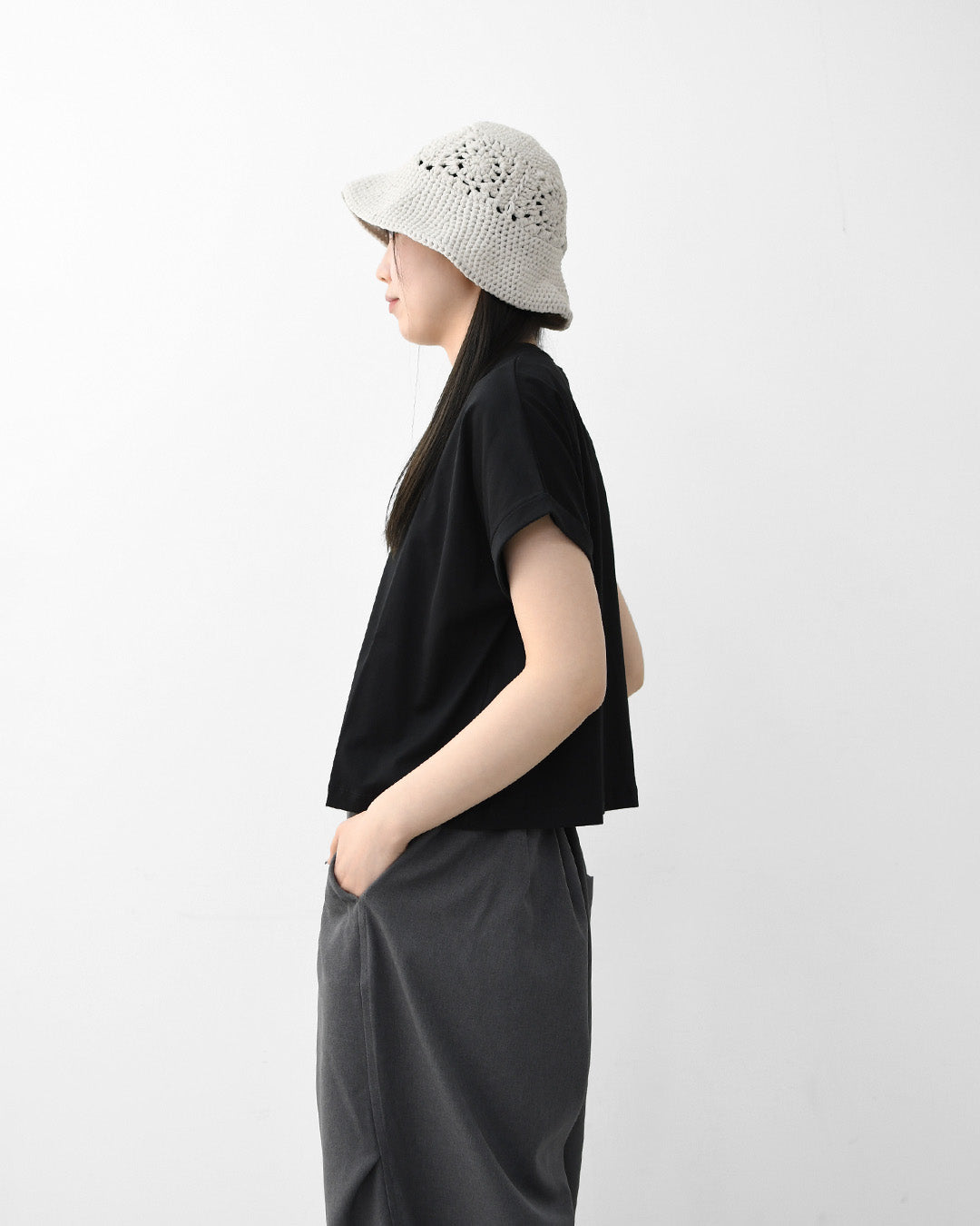 Handvaerk [ハンドバーク] 60/2 CREW NECK WIDE T-SHIRT  -SOLID- [6260-s] 60/2クルーネックワイドTシャツ-SOLID-・半袖Tシャツ・ワイドTシャツ・コットンTシャツ・無地・シンプル・着心地・LADY'S [2026SS]