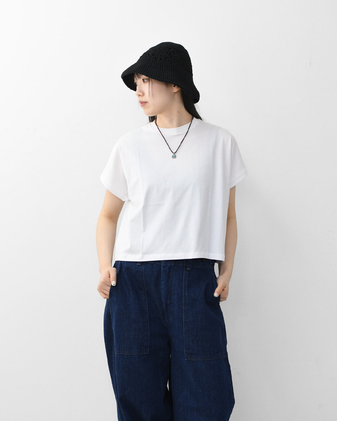 Handvaerk [ハンドバーク] 60/2 CREW NECK WIDE T-SHIRT  -SOLID- [6260-s] 60/2クルーネックワイドTシャツ-SOLID-・半袖Tシャツ・ワイドTシャツ・コットンTシャツ・無地・シンプル・着心地・LADY'S [2026SS]