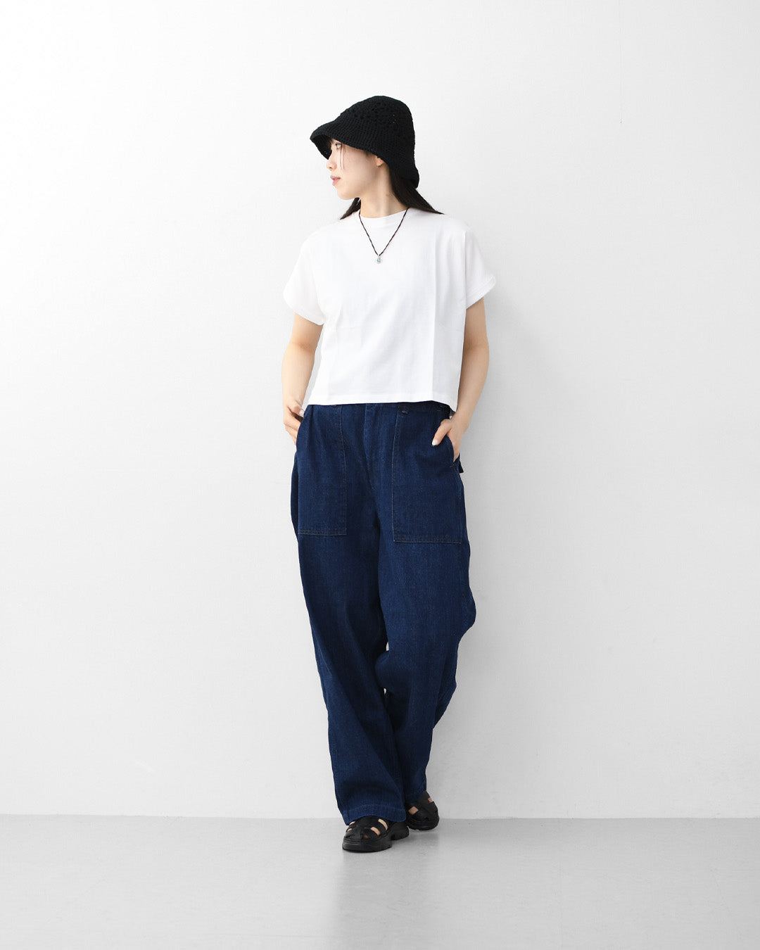 Handvaerk [ハンドバーク] 60/2 CREW NECK WIDE T-SHIRT  -SOLID- [6260-s] 60/2クルーネックワイドTシャツ-SOLID-・半袖Tシャツ・ワイドTシャツ・コットンTシャツ・無地・シンプル・着心地・LADY'S [2026SS]