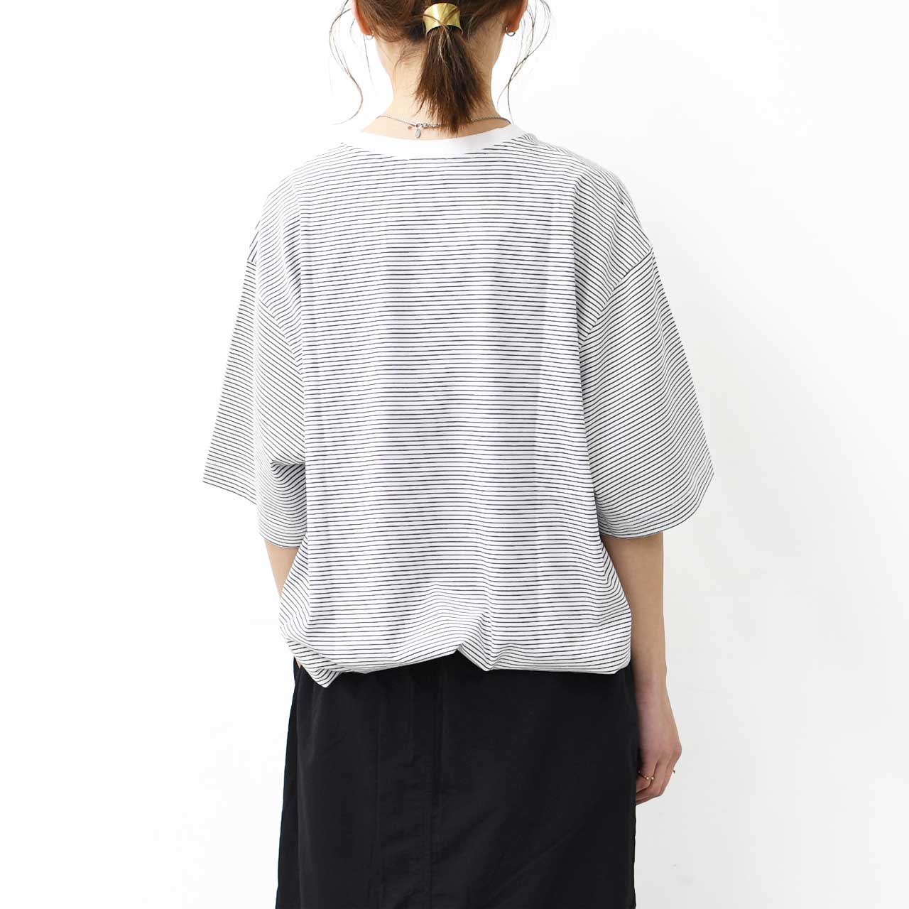 Handvaerk [ハンドバーク] 60/2 S/S BIG T-SHIRT  -STRIPE- [6524-b] 60/2 半袖ビッグTシャツ-ストライプ-・MEN'S [2025SS]