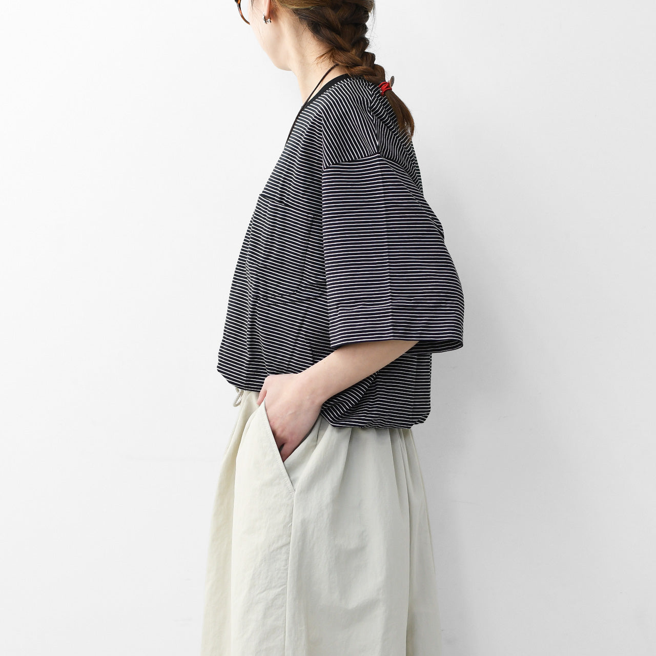 Handvaerk [ハンドバーク] 60/2 S/S BIG T-SHIRT  -STRIPE- [6524-b] 60/2 半袖ビッグTシャツ-ストライプ-・MEN'S [2026SS]