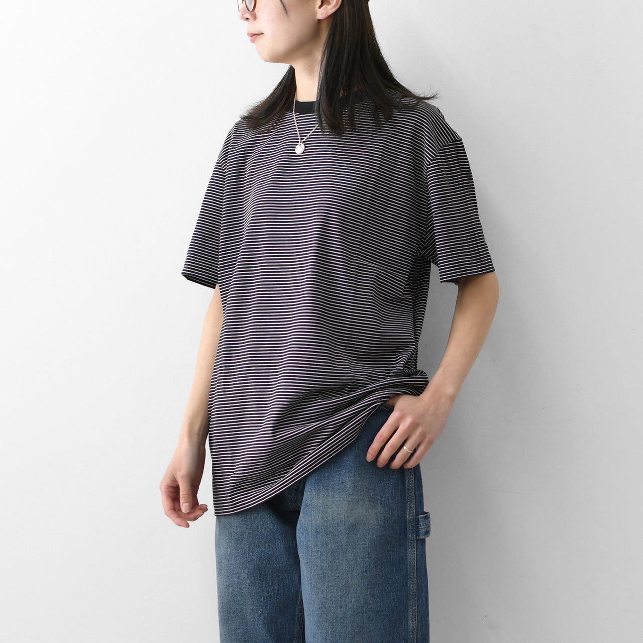 Handvaerk [ハンドバーク] M 60/2 NEW CREW NECK S/S T-SHIRT BORDER [6540-b] 60/2 クルーネックTシャツ ボーダー [2026SS]