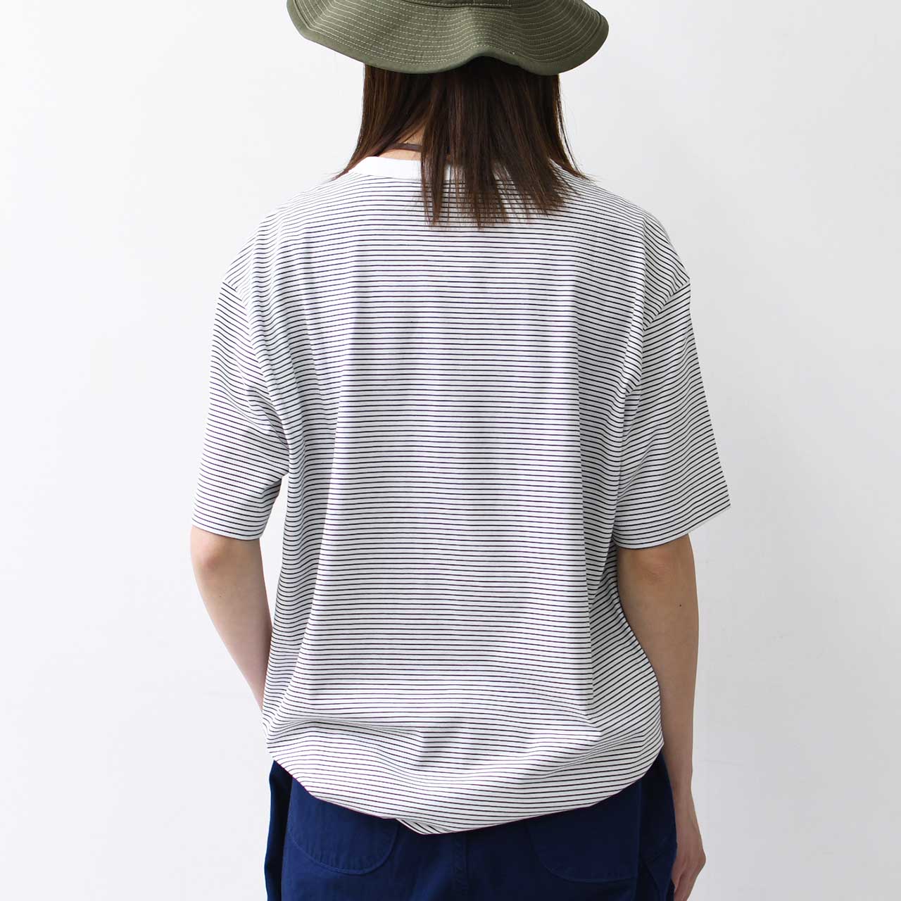 Handvaerk [ハンドバーク] M 60/2 NEW CREW NECK S/S T-SHIRT BORDER [6540-b] 60/2 クルーネックTシャツ ボーダー [2025SS]
