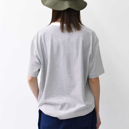 Handvaerk [ハンドバーク] M 60/2 NEW CREW NECK S/S T-SHIRT BORDER [6540-b] 60/2 クルーネックTシャツ ボーダー [2025SS]