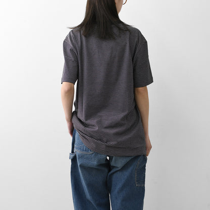 Handvaerk [ハンドバーク] M 60/2 NEW CREW NECK S/S T-SHIRT BORDER [6540-b] 60/2 クルーネックTシャツ ボーダー [2026SS]