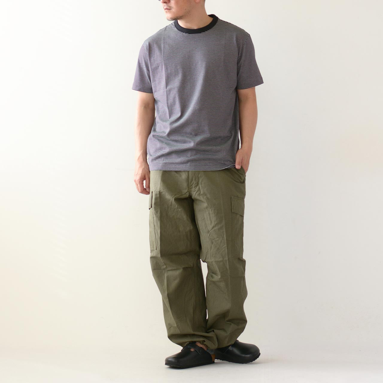 Handvaerk [ハンドバーク] M 60/2 NEW CREW NECK S/S T-SHIRT BORDER [6540] 60/2 クルーネックTシャツ ボーダー [2024SS]