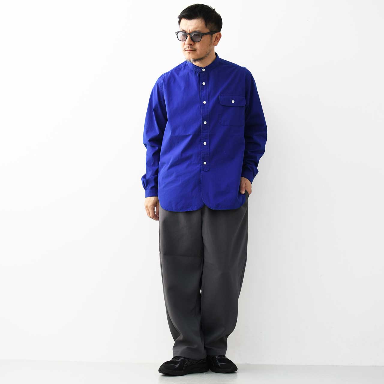 JAMES [ジェームス] Band Collar Long Sleeve Shirt [JS0400] バンドカラーロングスリーブシャツ [2025SS]