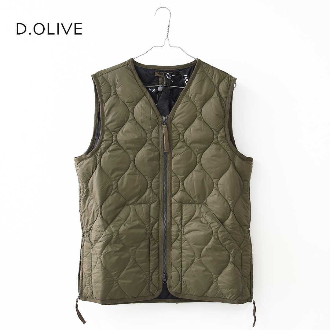 TAION[タイオン] MILITARY CREW NECK BUTTON DOWN VEST [001ALSZML-1] ミリタリー クルーネックボタン ダウンベスト・ダウンベスト・ミリタリー・クルーネック・収納袋付き・コンパクト・ユニセックス・MEN'S / LADY'S [2025AW]