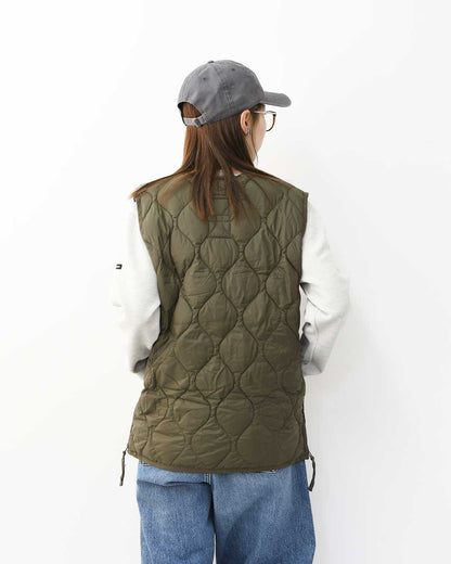 TAION[タイオン] MILITARY CREW NECK BUTTON DOWN VEST [001ALSZML-1] ミリタリー クルーネックボタン ダウンベスト・ダウンベスト・ミリタリー・クルーネック・収納袋付き・コンパクト・ユニセックス・MEN'S / LADY'S [2025AW]